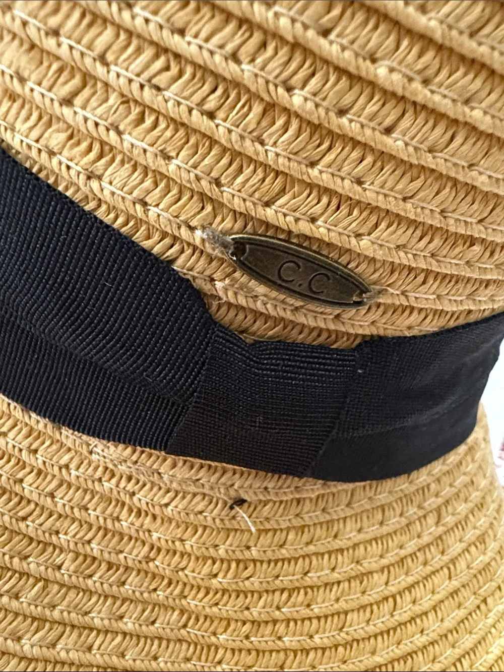 C.C. Boutique Yellow 'Bride To Be' Wide Brim Sun Hat with Black Band